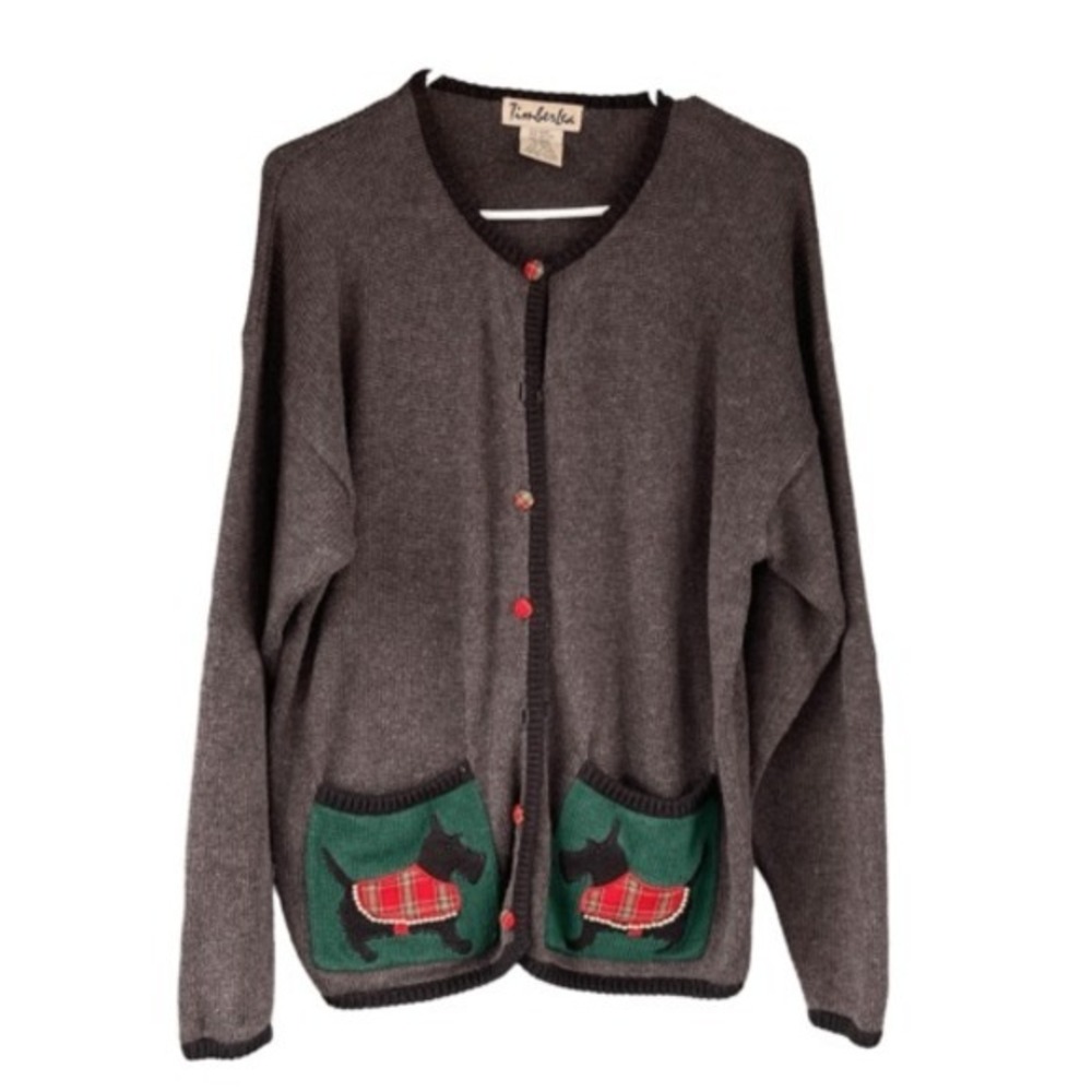 S5 Timberlea Scotish Dog Ramie Cotton Cardigan‎ Sweater